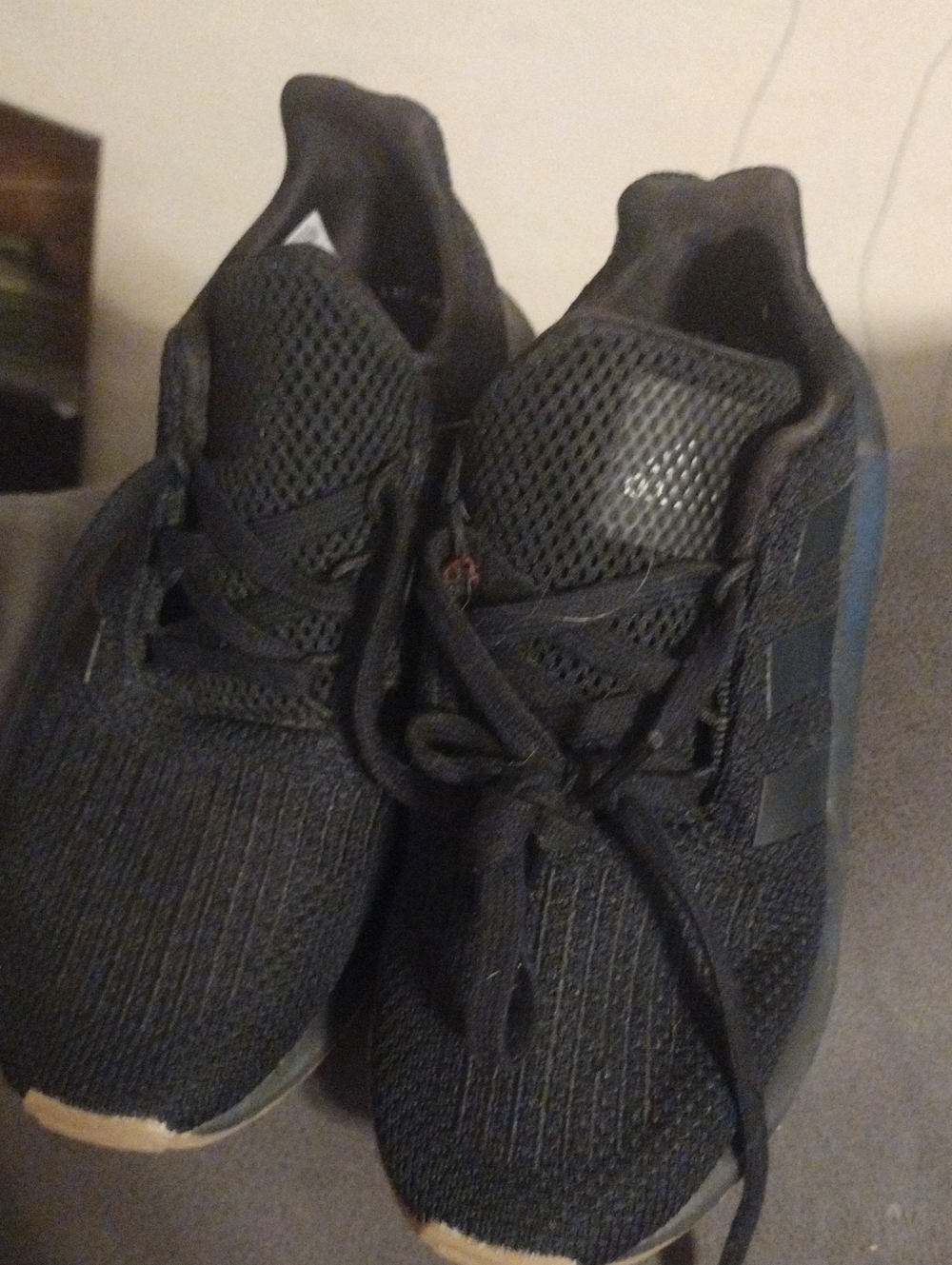 Adidas Boy's Black Knit Lace-Up Sneakers